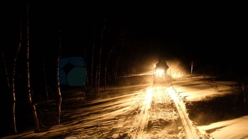 Lapland Gece kar kızağı aktivitesi